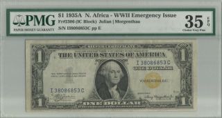 1935a North Africa $1.  00 Silver Certificate Fr 2306 Pmg Cvf35 Epq