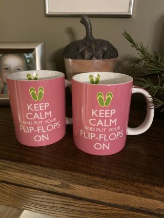 Cape Shore Keep Calm & Put Your Flip Flops On Pink Coffee Mugs