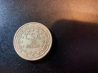 Csa 1861 Confederate States Of America 20 Dollar Coin Token