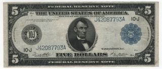 1914 $5 Federal Reserve Note Kansas City Fr.  883a Choice Very Fine (793a)