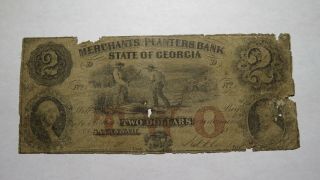 $2 1868 Augusta Georgia Ga Obsolete Currency Bank Note Bill Merchants Planters