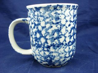 Tienshan Folk Craft Blue & White SPONGE Coffee Mug Cup 3.  75 