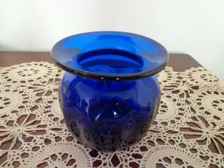 Vintage Fenton Round Cobalt Blue Unsigned Vase