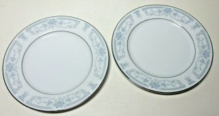 Set Of 2 Sheffield Fine China Porcelain Blue Whisper Bread & Butter Plates 6.  5 "