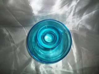 HAND BLOWN BLUE GLASS MUSHROOM DECANTER BASE UNMARKED GREENWICH FLINT CRAFT 2