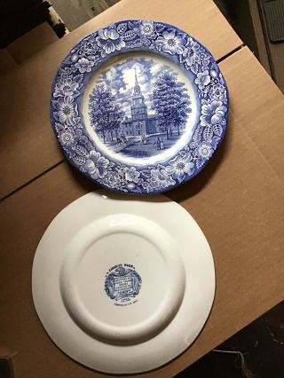 Liberty Blue Independence Hall Staffordshire 10” Dinner Plates