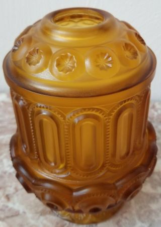 Courting Lamp - Moon & Star Pattern - Amber Satin Glass - LE Smith Glass USA 2