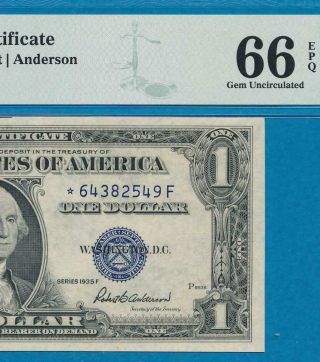 $1.  00 1935 - F Star Silver Certificate Pmg Gem 66epq