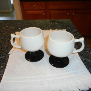 Set Of 2 - Vintage Hall Pedestal Coffee Mug - Black Base - 2274 - Made In Usa