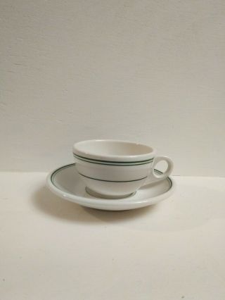 Homer Laughlin Best China Restaurant Ware Cup And Saucer Green Stripes 8 Ounces
