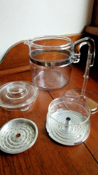 Vtg Pyrex Flameware Glass Coffee Pot 4 - 6 Cup Percolator 7756 - Complete W/wire