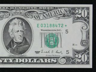 $20 1990 Gem Cu Star Federal Reserve Note E03188472 Twenty Dollar