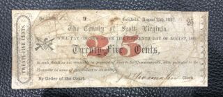Rare 1862 County Of Virginia 25 Cents Bank Note