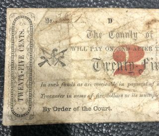 Rare 1862 County Of Virginia 25 Cents Bank Note 2