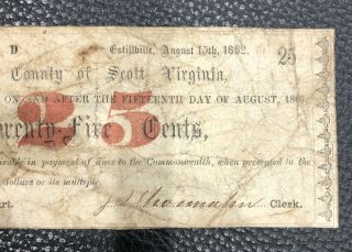Rare 1862 County Of Virginia 25 Cents Bank Note 3
