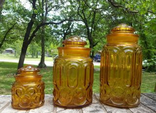 Amber Le Smith Moon & Stars Glass Vintage Apothecary Jars Canister Set