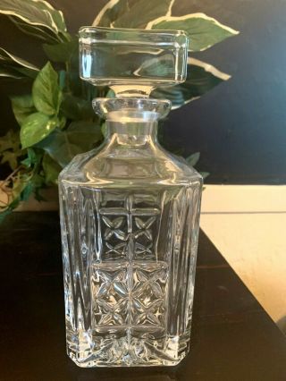 Marquis by Waterford Brady Decanter Simple Pattern Square Modern Lid 3