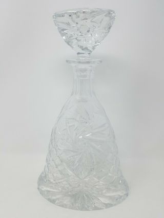 Vintage Triangle Shaped 24 Lead Crystal Liquor Decanter Made In Poland