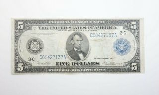Estate Found Series 1914 Large Size $5 Federal Reserve Note Blue Seal Currency