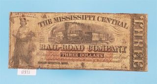 West Point Coins Mississippi Central Railroad Co $3 1 Jan 1862 Rare Csa Note