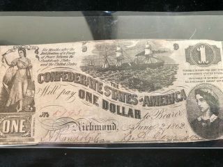 Confederate Currency 1862 One Dollar T - 44