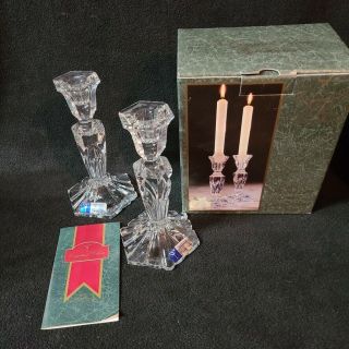 Crystal Clear Candlesticks 24 Lead 7.  5 " Poland Wedding Centerpiece