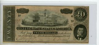 $20 1864 T - 67 Csa Confederate States Of America Richmond Cr - 508 39955