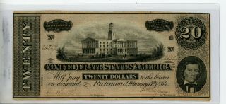 $20 1864 T - 67 Csa Confederate States Of America Richmond Cr - 506 26357