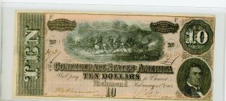 T - 68 $10.  1864 Confederate States Of America,  Cr 543 14737