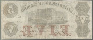 U.  S.  A.  South Carolina,  State Bank,  S.  C. ,  Charleston $5 A,  14 May 1860 F/VF 2