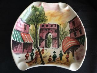 Vintage Pottery Scenic European Hand Painted Wall Hanging Made In Italy