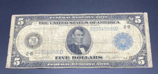1914 Five Dollar Large Size Note 2 - B York Blue Seal