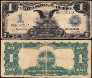 Circulated 1899 $1 Black Eagle Silver Certificate M59429714a