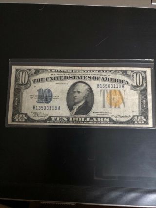 Fr.  2309 1934 - A $10 Ten Dollars “north Africa” Silver Cert Us Paper Money 1035