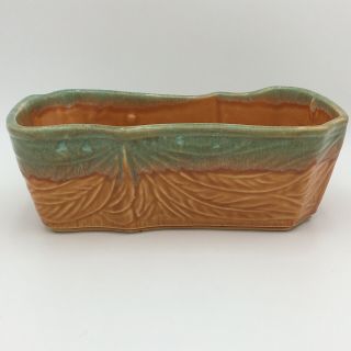 Vintage Cookson Pottery Planter Green Drip Orange 984 Signed Usa Roseville Oh