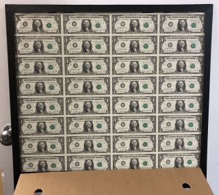 $1 1981 Uncut Sheet 32 Federal Reserve Notes Richmond Department Of The Treasury