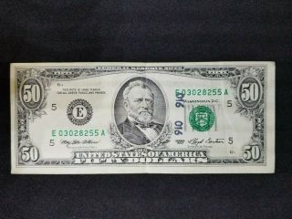 1993 Richmond $50 Dollar Bill Note Small Face Frn E03028255a