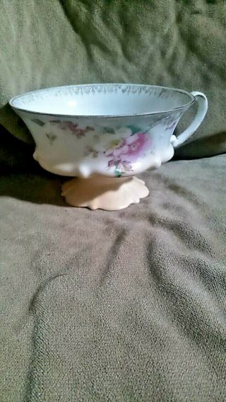 Vintage Antique Rs Prussia Yellow With Pink Flowers Handle Tea Cup