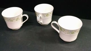 Set Of 3 Vintage Royal Wentworth Pauline 8695 Blue Flower Tea Cups,  Gold Rimmed