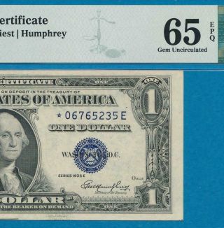 $1.  00 1935 - E Star Silver Certificate Pmg Gem 65epq