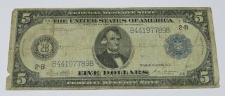 1914 $5 Five Dollars Federal Reserve Large Note