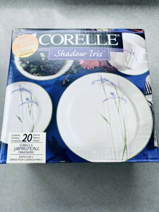 20 Pc Corelle Impressions Dinnerware Set Shadow Iris Pattern