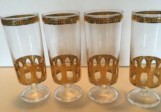 Culver Antigua 22 Kt Pedestal Whiskey Sour Glasses - Set Of 4