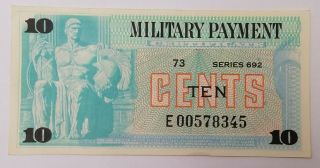 Us Military Payment Certificate Mpc Series 692 10 Cents Choice Cu Vietnam