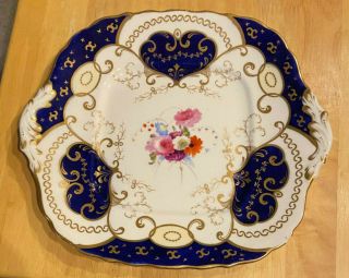 2 Vintage China Plates with Blue and Gold Accents, 2