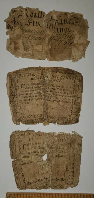 Three Low - Grade North Carolina Colonial Notes - 1754,  1760,  1768