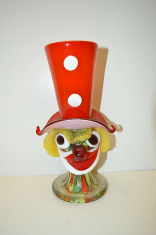 Vintage Murano Italian Art Glass Clown Vase / Planter