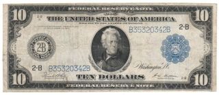 Large Size Note 1914 Frn $10 Ten Dollar Federal Reserve Note F - 911a