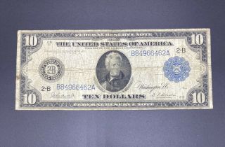 1914 Ten Dollar Large Size Note 2 - B York Blue Seal