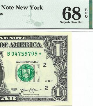 2013 $1 York Star ⭐️ Frn,  Pmg Gem Uncirculated 68 Epq Banknote